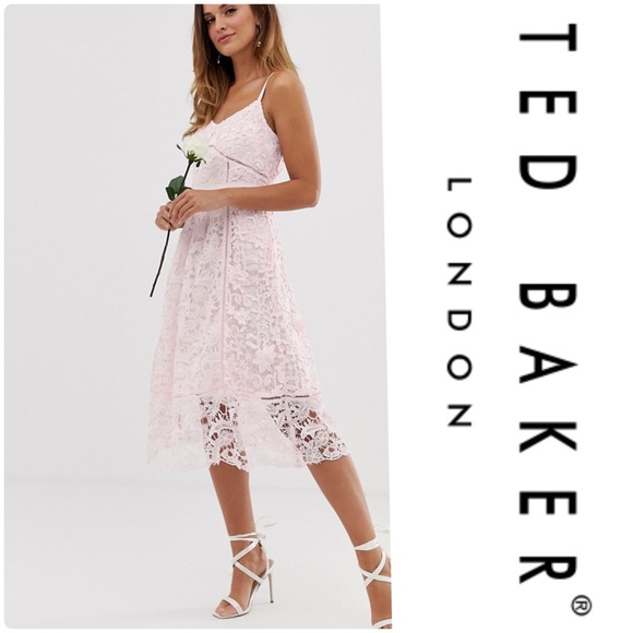 Ted Baker Valens Lace Midi Dress - Pale Pink - Picture 2 of 8